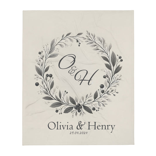 Wedding Monogram Blanket in olive